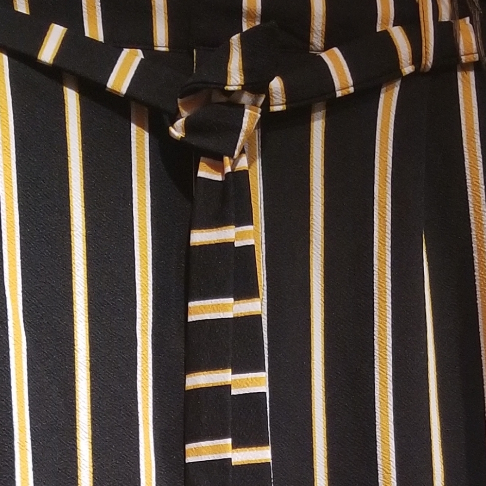 Paperbag Crop Pant Black Yellow Stripe Self Tie - Picture 3 of 9
